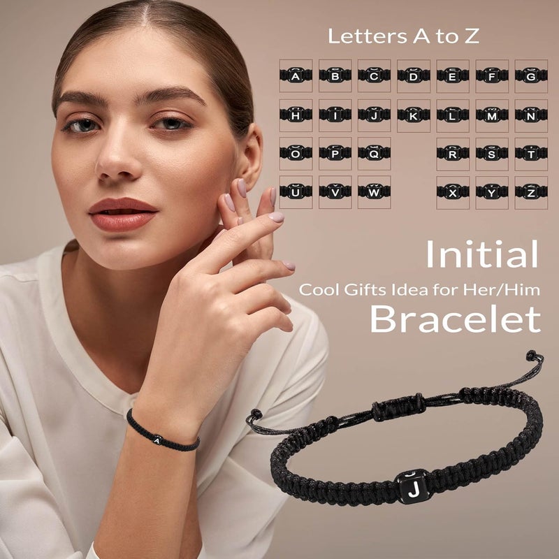 Btysun Initial Bracelets for Women Men Gifts for Her Teen Girl Best Friend Birthday Graduation Dainty Braided Bracelets Letter A-Z Charm Adjustable Link Mother's Day Jewelry Mom Christmas Gifts Valentine's Day Jewelry - Image 2